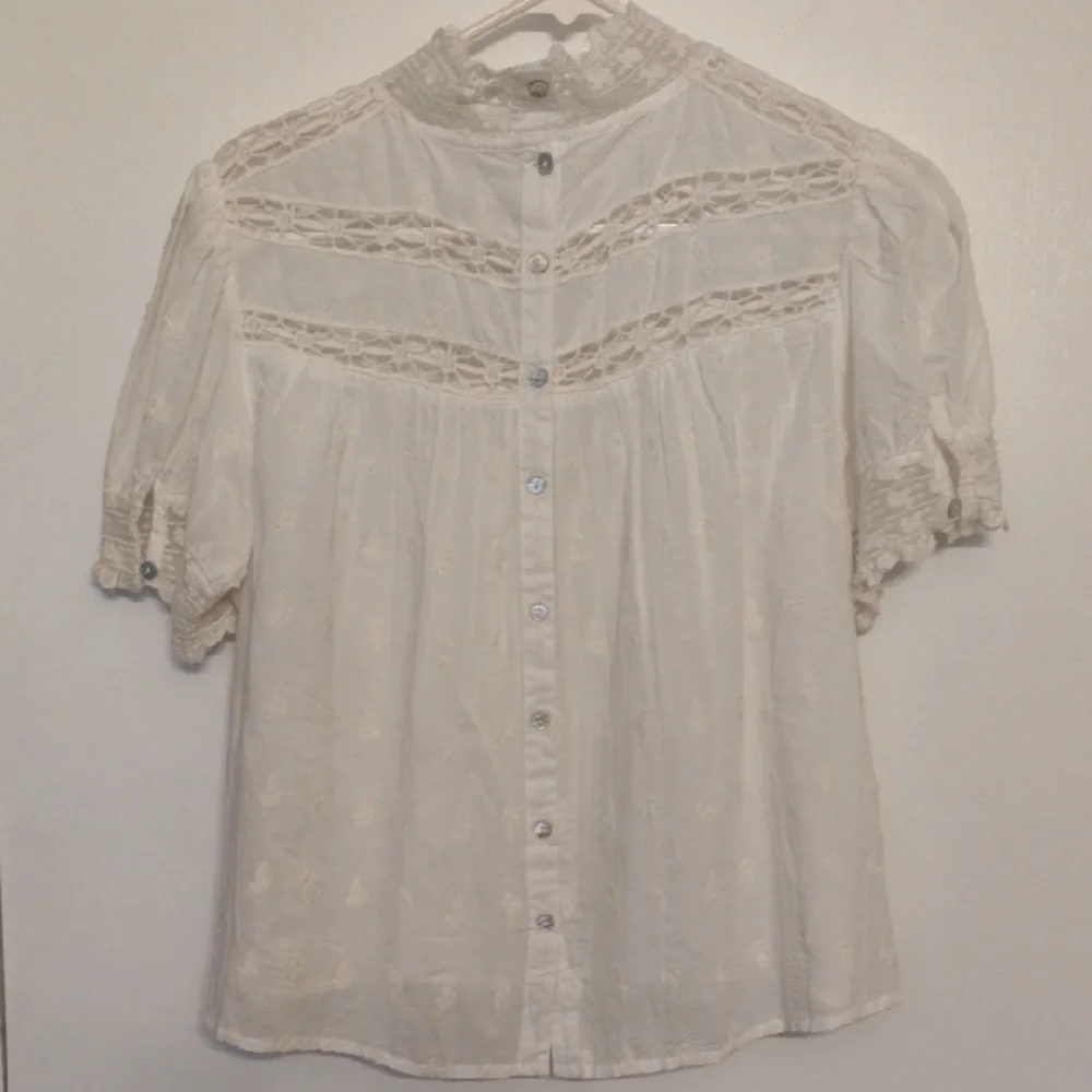 Free People Vintage Elegant White Lace Blouse Size XS - Picture 5 of 12